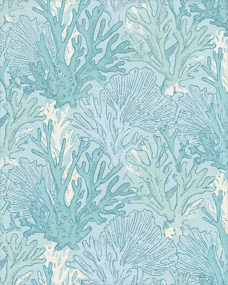Oceanic Blue Coral Branch Arrangement Rug - Cutout View