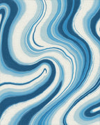 Oceanic Blue Swirl Marble Rug - Cutout View