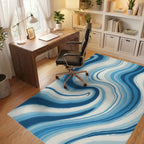 Oceanic Blue Swirl Marble Rug Office View