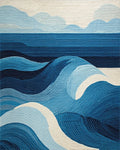 Oceanic Blue Wave Contemporary Rug - Cutout View