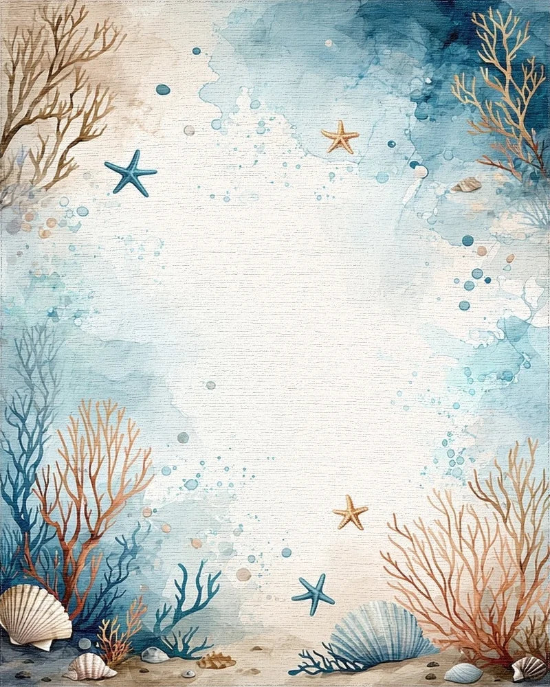 Oceanic Coral And Starfish Pattern Rug - Cutout View