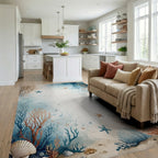 Oceanic Coral And Starfish Pattern Rug Living Room View