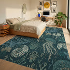 Oceanic Jellyfish Coral Nautilus Seascape Rug Bedroom View