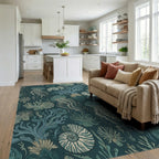 Oceanic Jellyfish Coral Nautilus Seascape Rug Living Room View