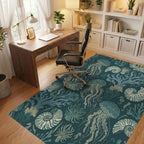 Oceanic Jellyfish Coral Nautilus Seascape Rug Office View