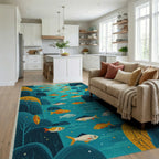 Oceanic Midwater Schooling Fish Rug - Living Room View