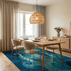 Oceanic Octopus Blue Swirl Rug - Dining Room View