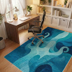 Oceanic Octopus Blue Swirl Rug - Office View