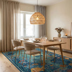 Oceanic Sailboat Coral Fish Collage Rug - Dining Room View