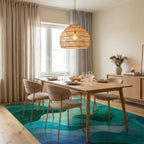 Oceanic Wave Abstract Landscape Rug - Dining Room View