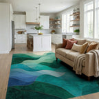 Oceanic Wave Abstract Landscape Rug - Living Room View