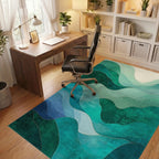 Oceanic Wave Abstract Landscape Rug - Office View