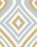 Ochre Blue White Diamond Stripe Rug - Cutout View