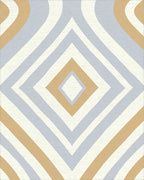 Ochre Blue White Diamond Stripe Rug - Cutout View