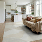 Ochre Sand Dune Organic Waves Rug - Living Room View