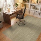 Beige Cream Linear Rug - office
