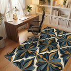 Abstract Organic Geometric Ochre Rug - office