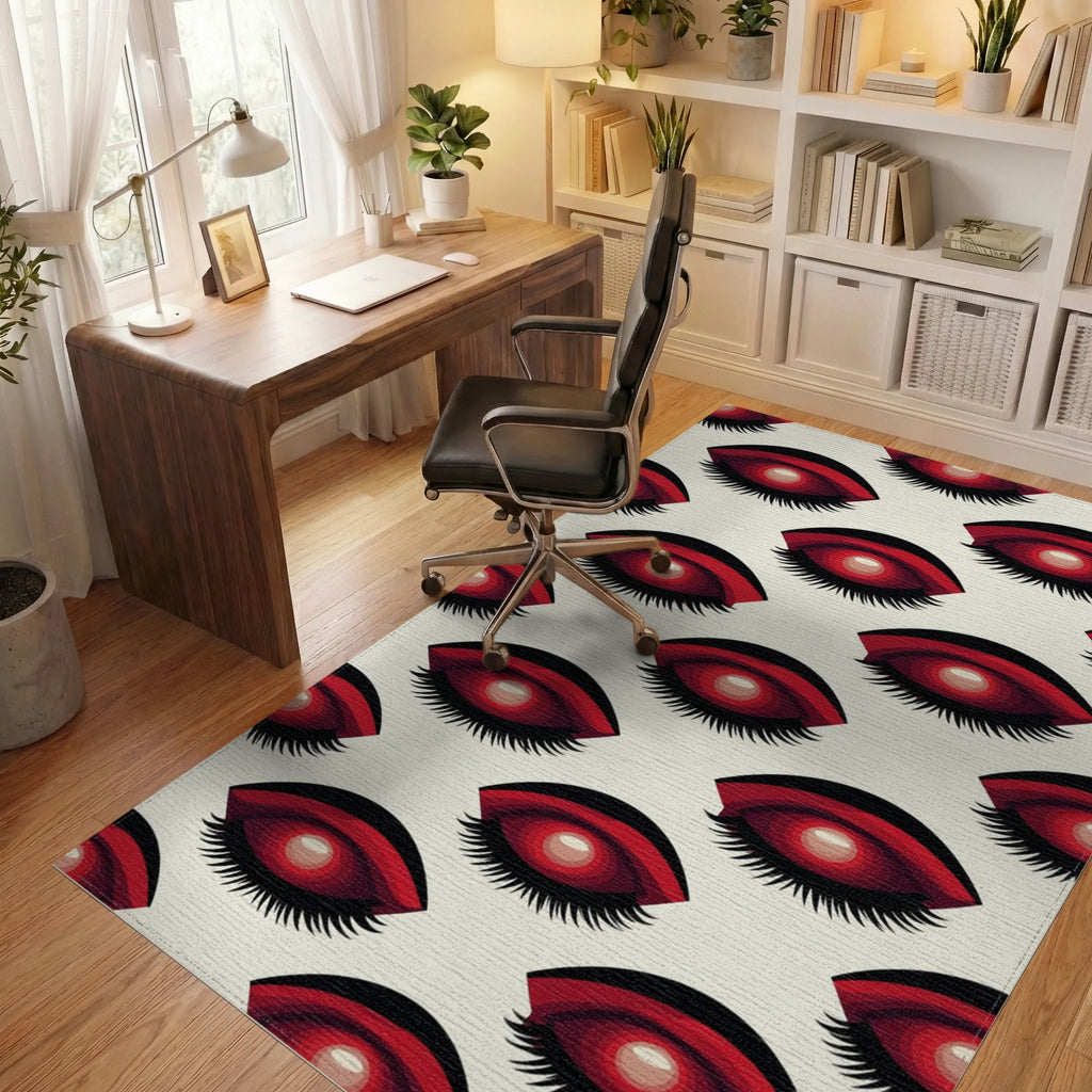 Crimson Eye Geometric Graphic Rug - office