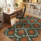 Orange Green White Rug - office