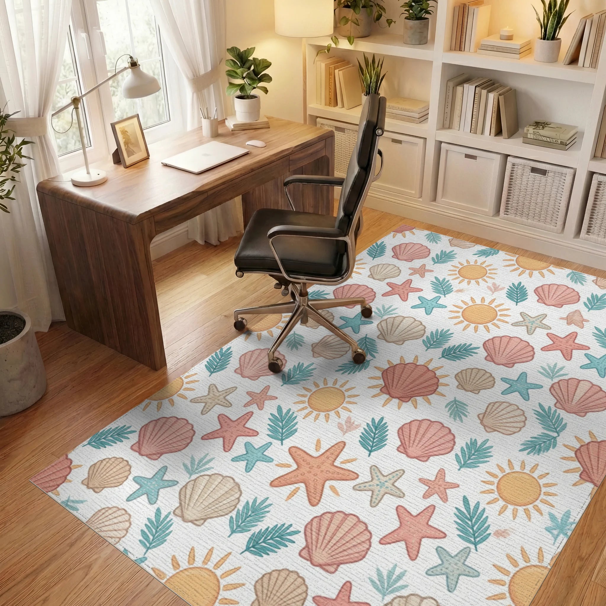Whimsical Pastel Beach Motif Area Rug - office