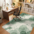 Green Cream Layers Rug - office