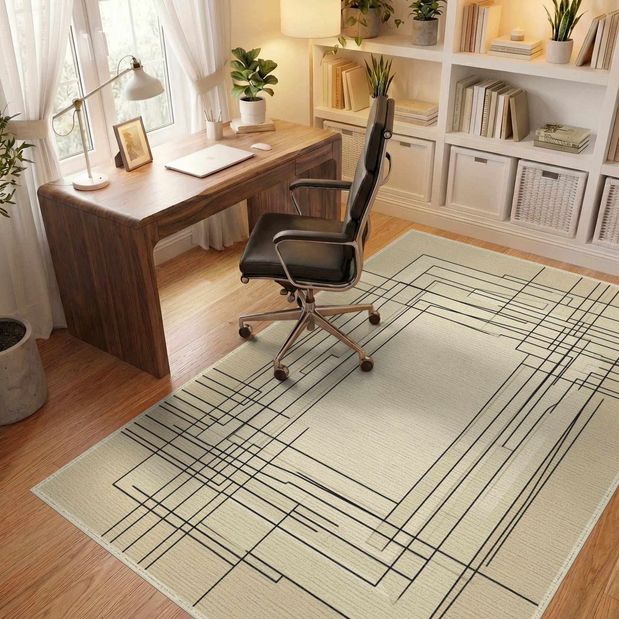 Modern Cream Beige Rug - office