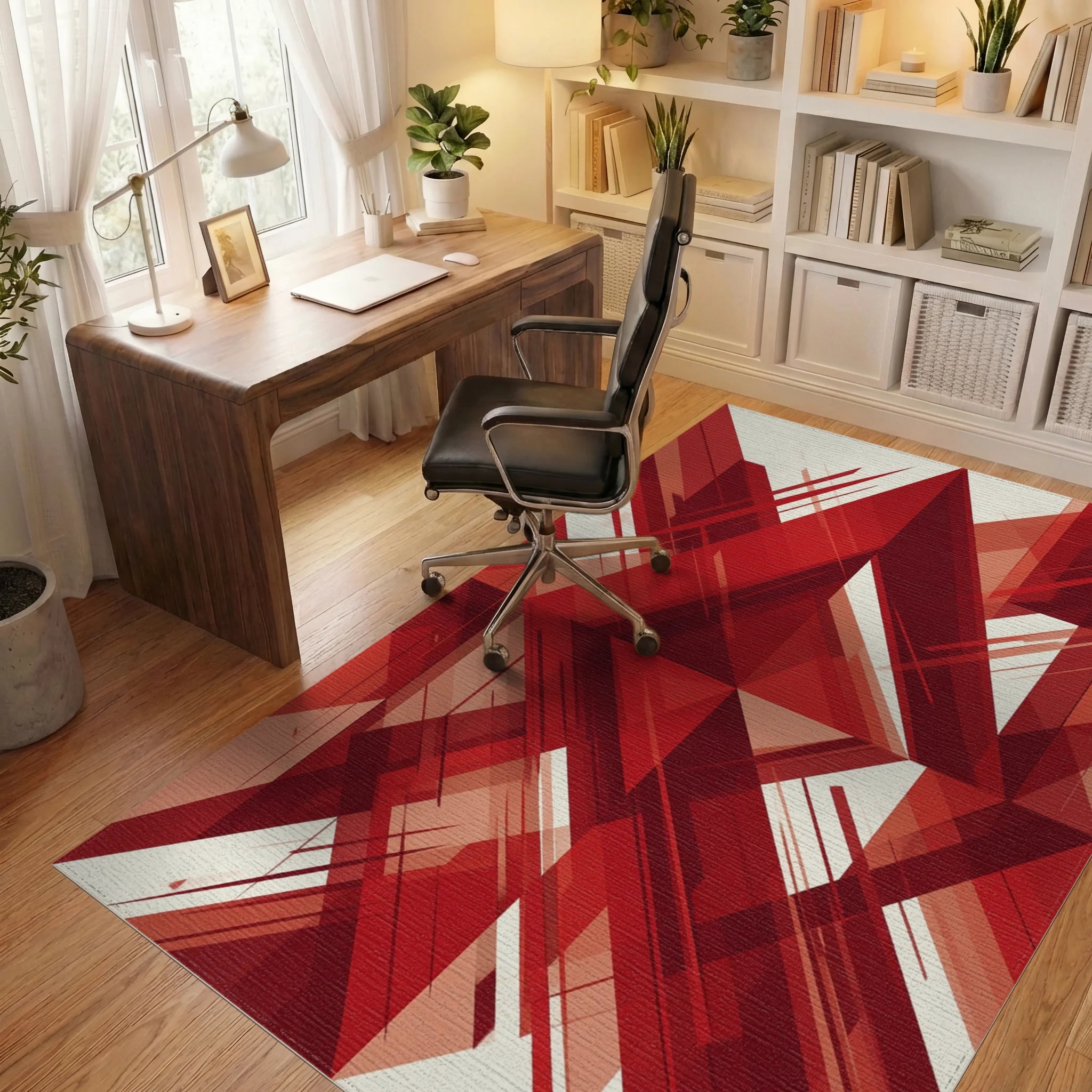 Modern Red Crimson Rug - office