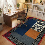 Navy Blue Cream Rug - office