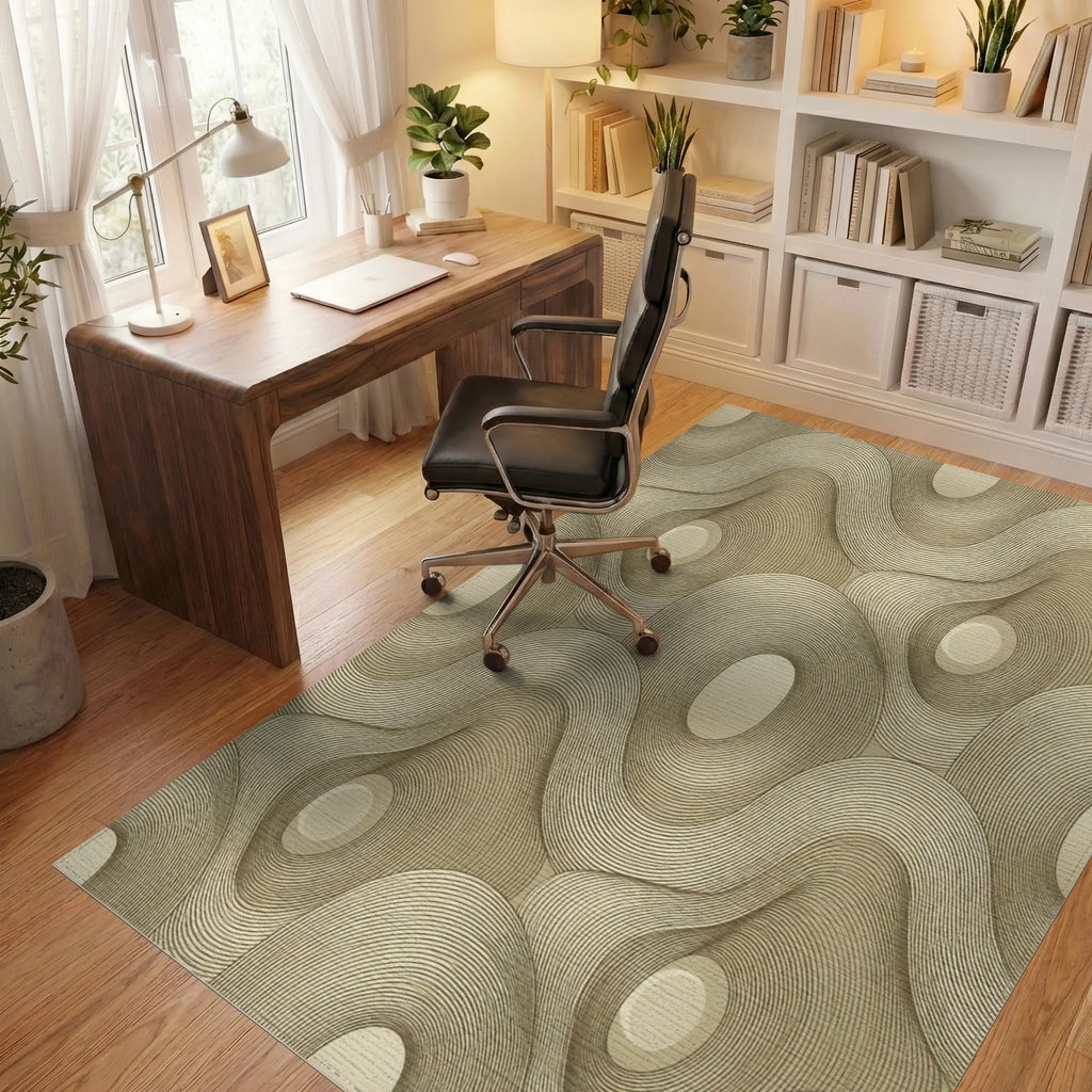 Cream Abstract Geometric Rug - office