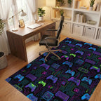 Blue Pink Green Rug - office