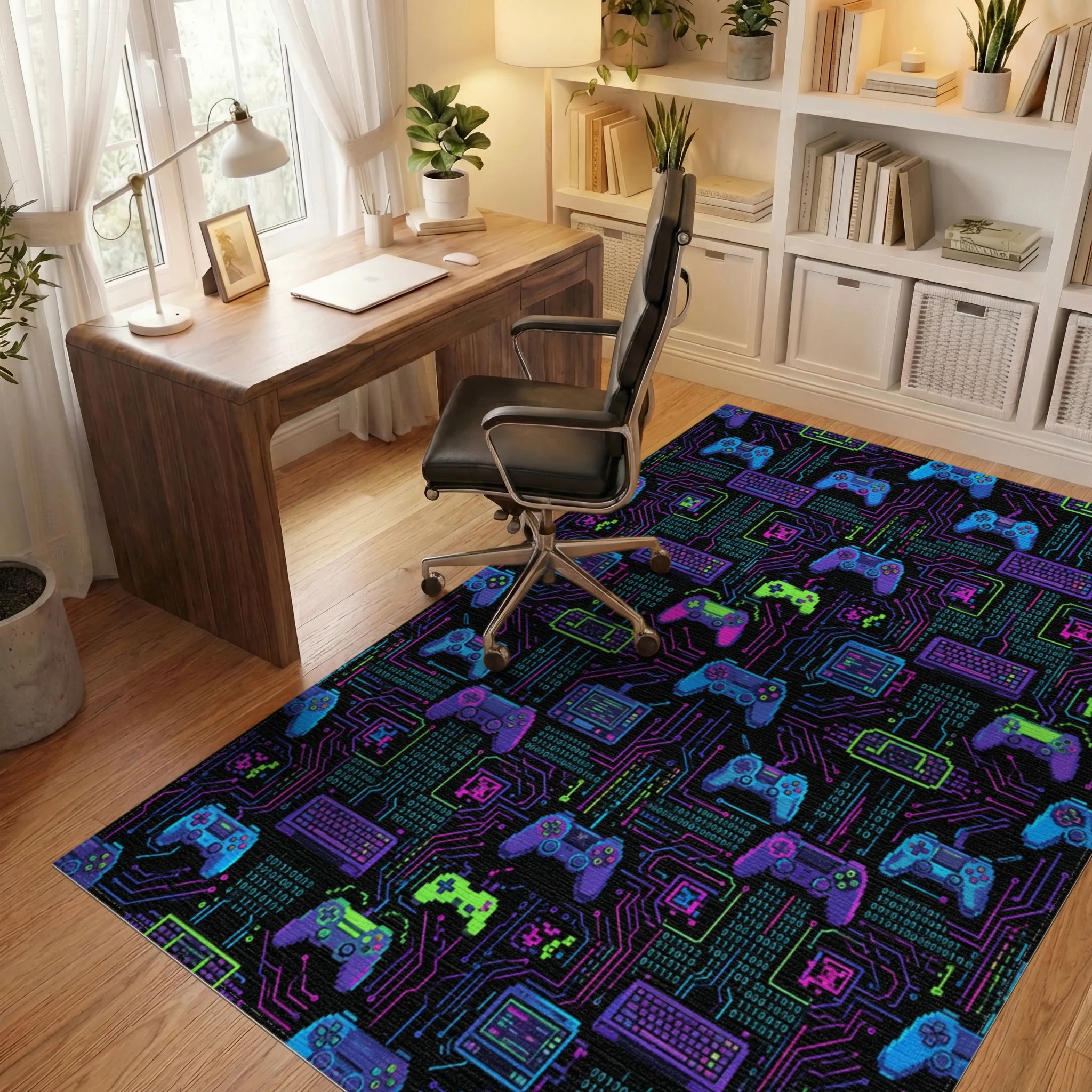 Blue Pink Green Rug - office