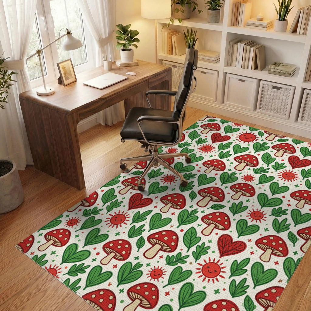 Forest Red Green Rug - office