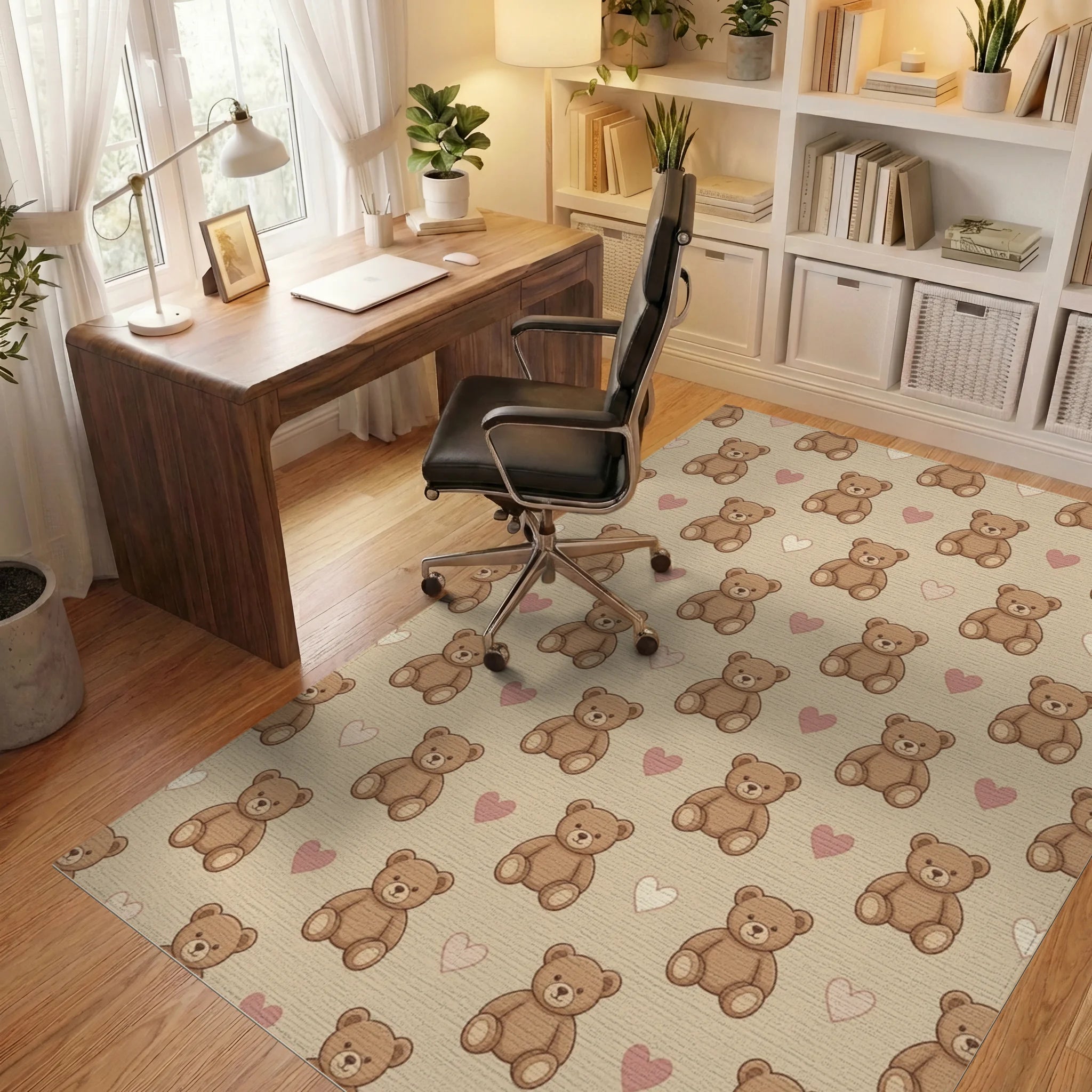 Brown Cream Beige Rug - office
