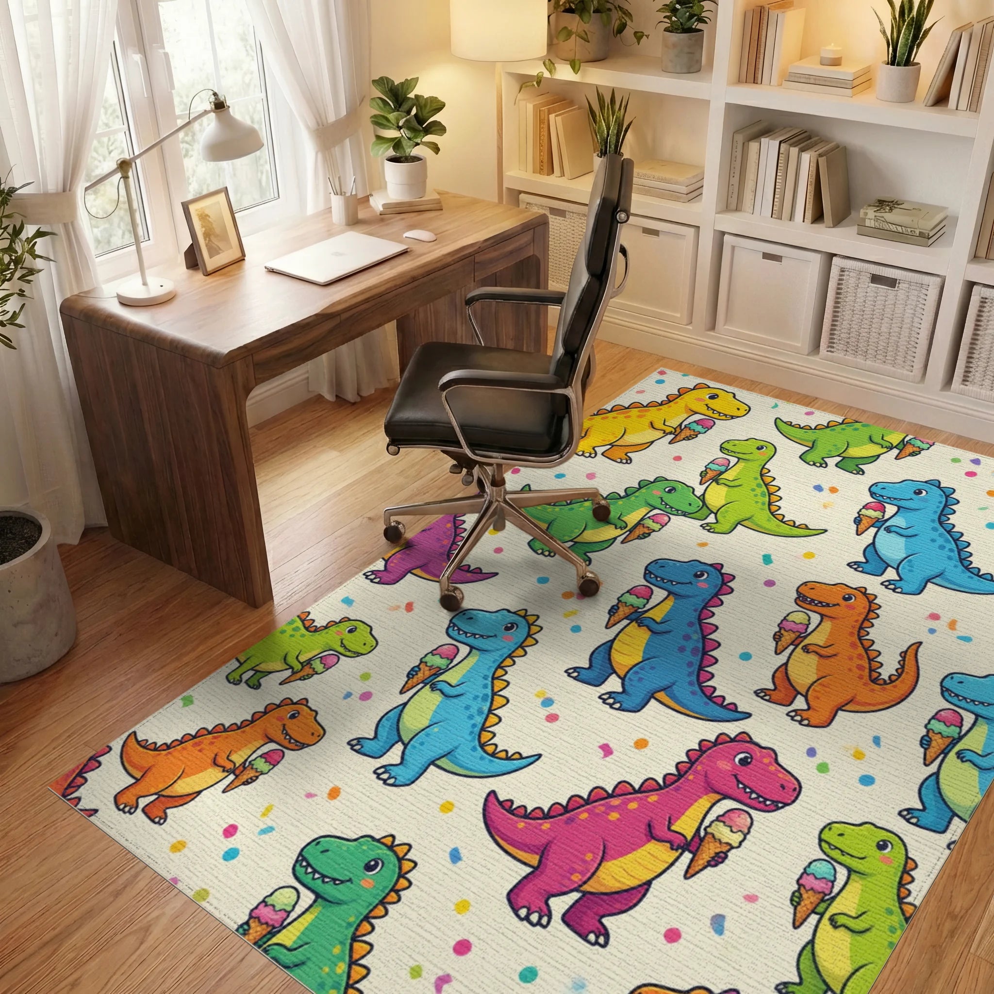 Cartoon Yellow Green Rug - office