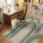 Beige Green Geometric Rug - office