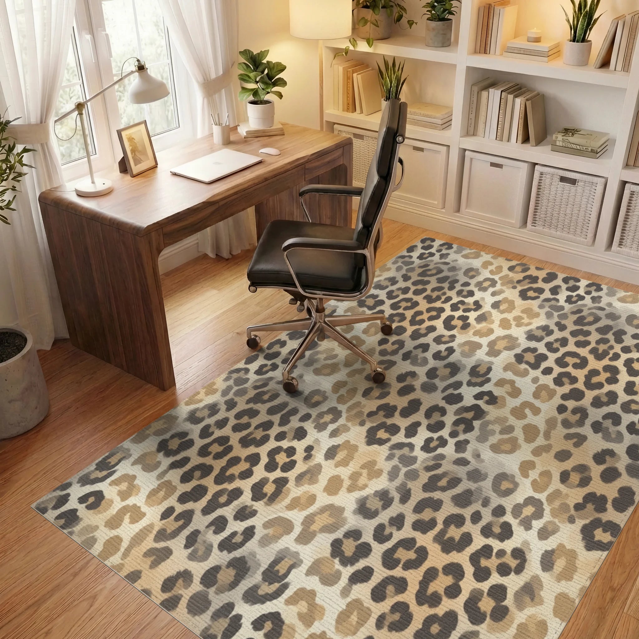 Cream Geometric Minimalist Rug - office