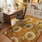Golden Ochre Dandelion Floral Rug - office