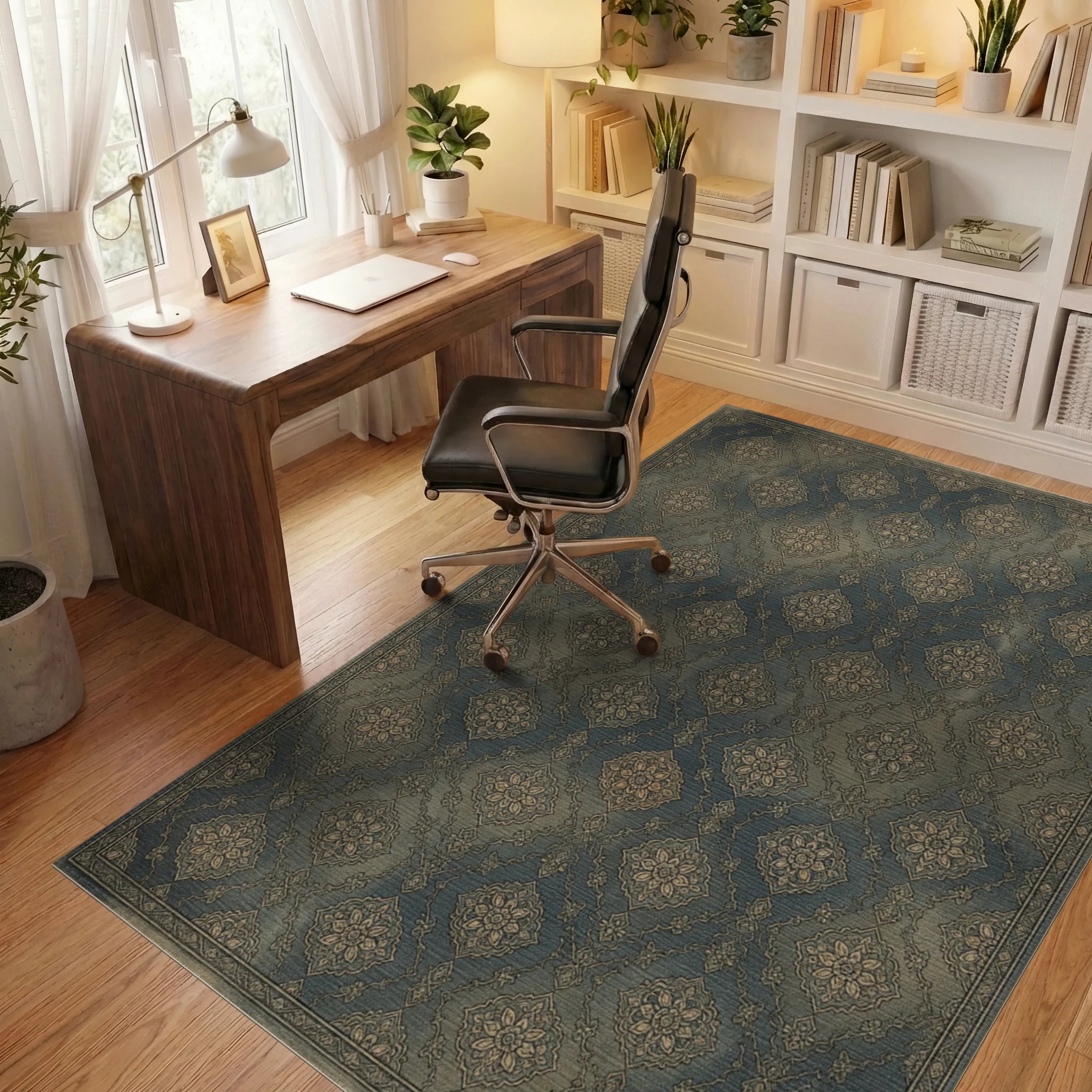 Gray Traditional Persian Rug - office