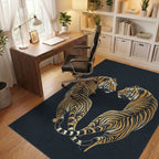 Minimalist Abstract Tiger Charcoal Area Rug - office