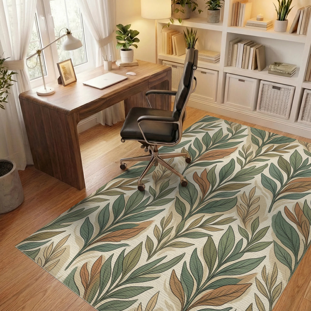Green Beige Cream Rug - office