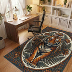 Symmetrical Tiger Medallion Area Rug - office