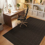 Minimalist Espresso Brown Geometric Grid Rug - office