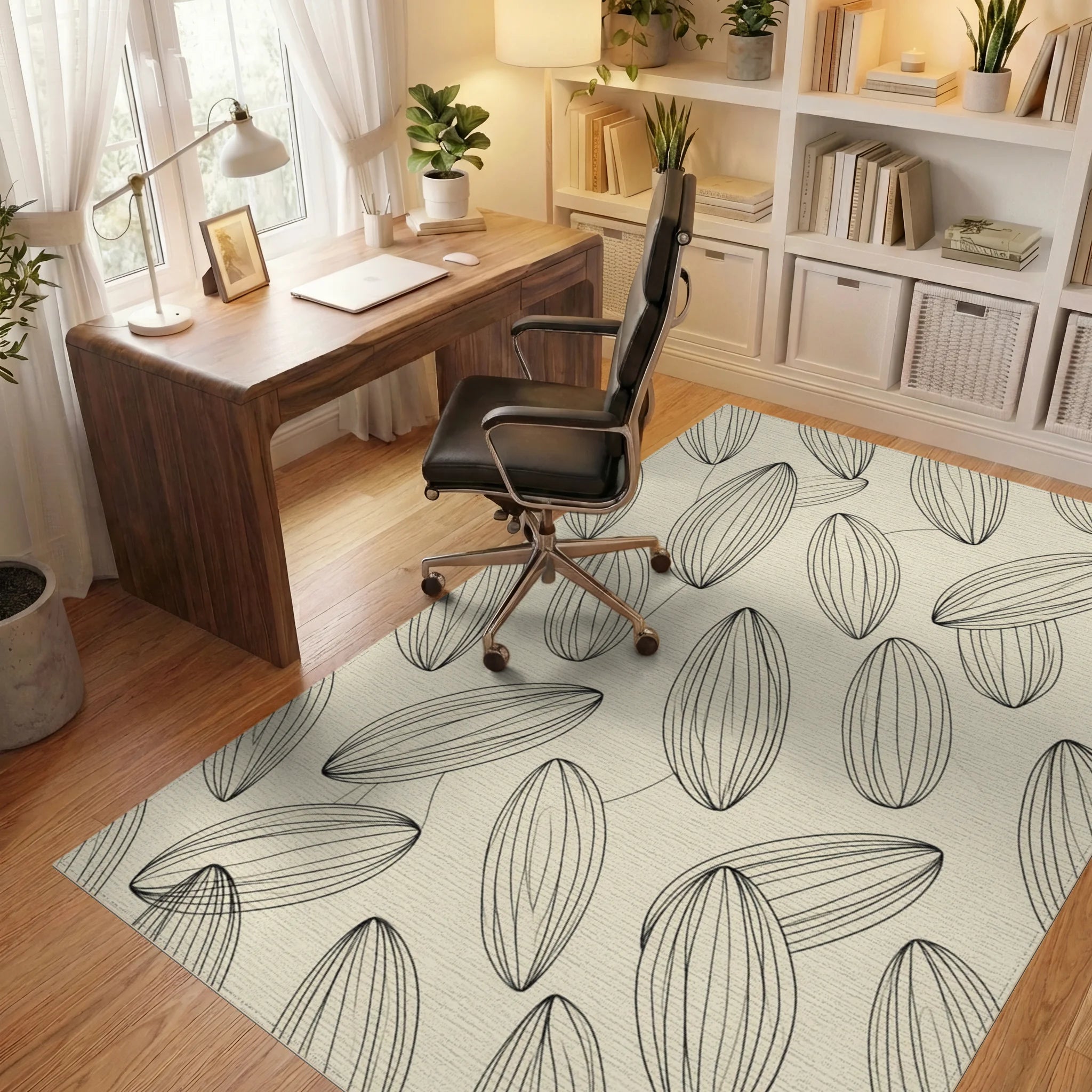 Minimalist Abstract Organic Line Rug - office