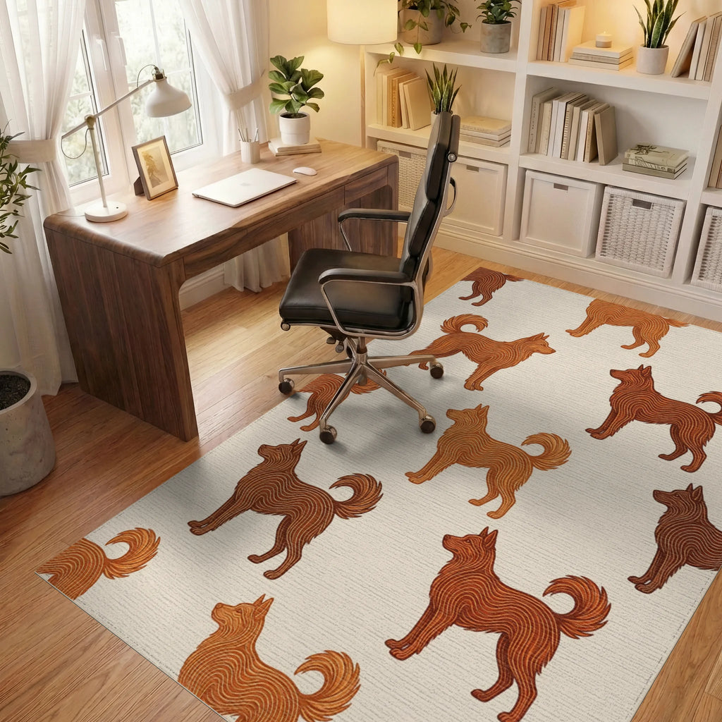 Beige Orange Minimalist Rug - office