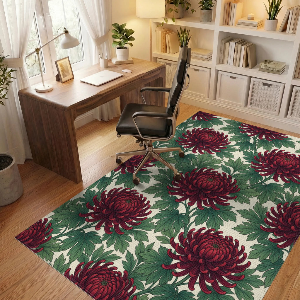Crimson Forest Green Rug - office