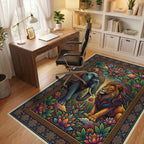 Maximalist Elephant And Lion Cream Rug - office