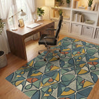 Green Blue Yellow Rug - office