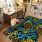 Magenta Yellow Dense Rug - office