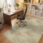 Cream Beige Geometric Rug - office