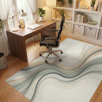 Minimalist Fluid Line Sand Sage Rug - office